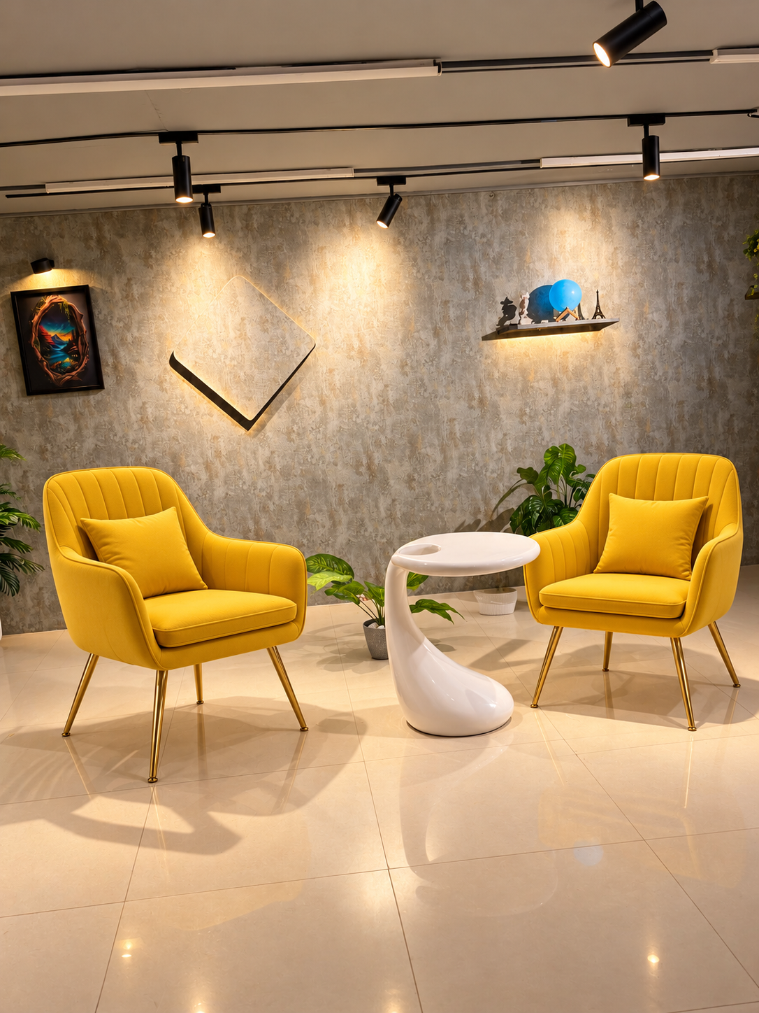 Mustard lounge conversation nook